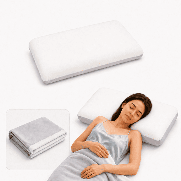 PYROEPLEEA Cooling Memory Foam Pillow Queen Size, Supportive Slow Rebound Bed Pillow with Dual-Sided Cool & Plush Cover, Neck Support Pillow for Side Back Stomach Sleepers