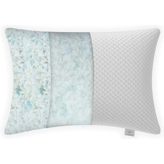 Memory Foam Pillow, Bed Pillow, White Checks Color - 16 X 24 Inch | Antimicrobial Cover, Portable, Cooling, Adjustable, Compressible, Removable Cover, Long-Lasting - 1 Piece