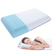 Memory Foam Pillow, Camping Size Pillow for Sleeping, Cooling Pillow for All Sleepers, Breathable Washable Cover