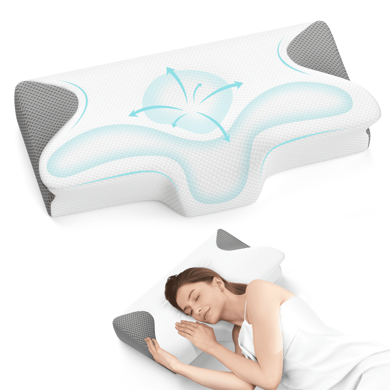 Reading Pillow, Petite Back Pillow, Backrest Pillows for Bed with Arms,  Shredded Memory Foam Back Pillows for Sitting in Bed, Small Back Support