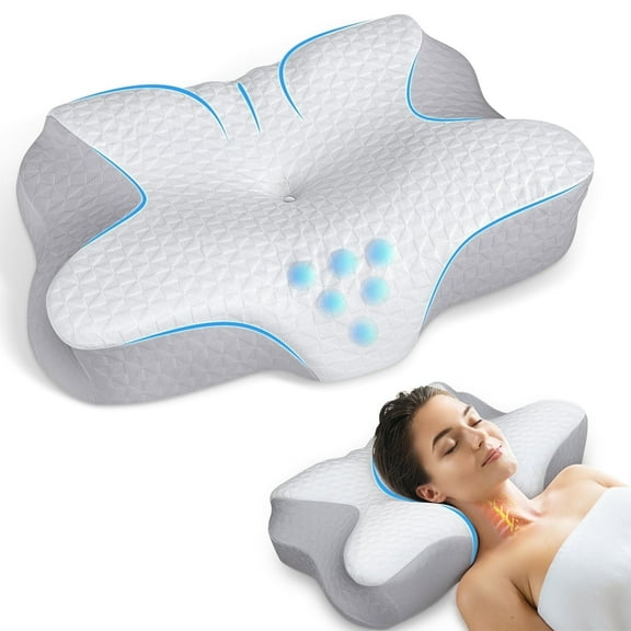 Memory Foam Pillow, Comfort Sleeping Pillow for Neck, Bed Pillow Ideal for Side, Back and Stomach Sleepers, Washable White Pillowcase, 61x41x11,5cm