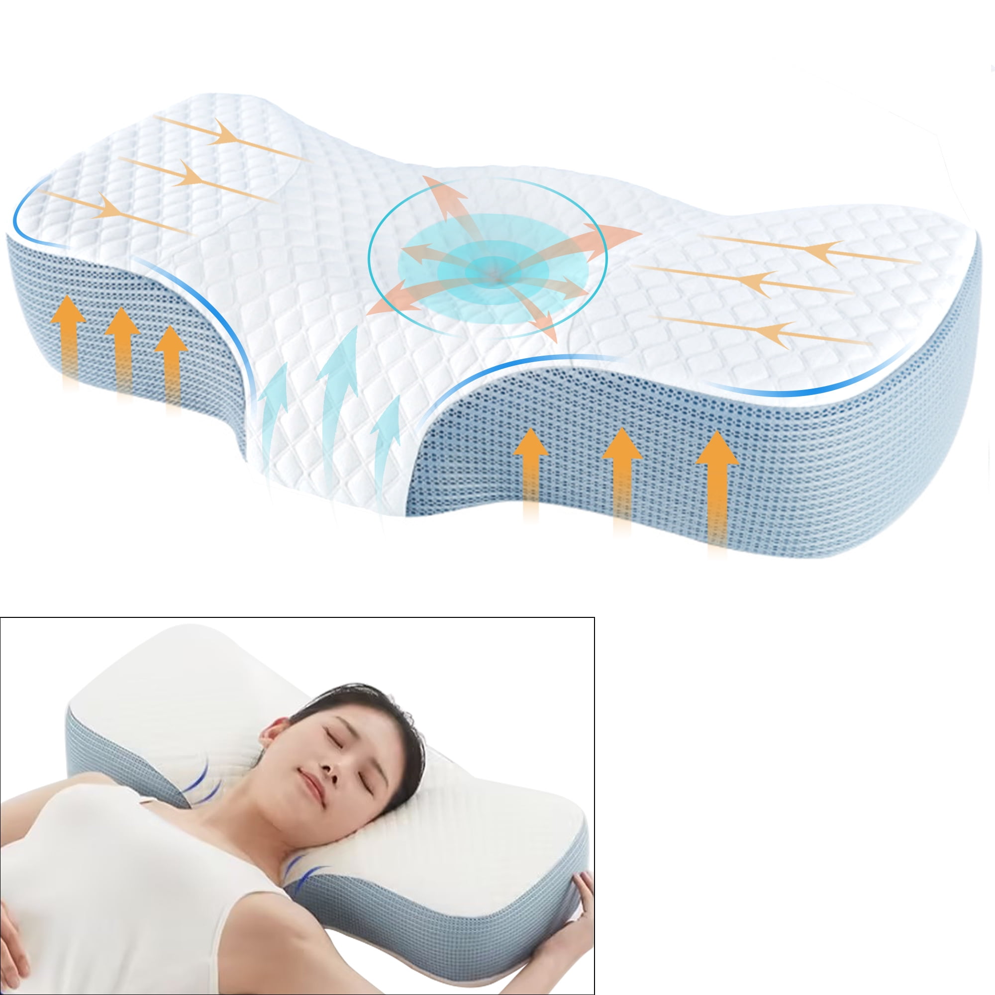 Memory Foam Pillow Neck Pillow for Bed with Pain Relief, Ergonomic