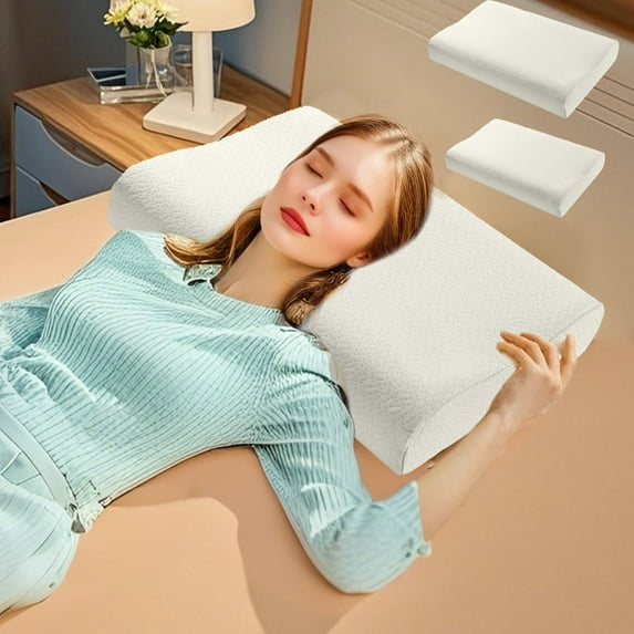 Memory Foam Pillow for Neck Pain Relief, Ergonomic Wave Design Pillow with Cooling Memory Foam for Side & Back Sleepers, Pressure-Relieving Contour Pillow for Shoulder Support