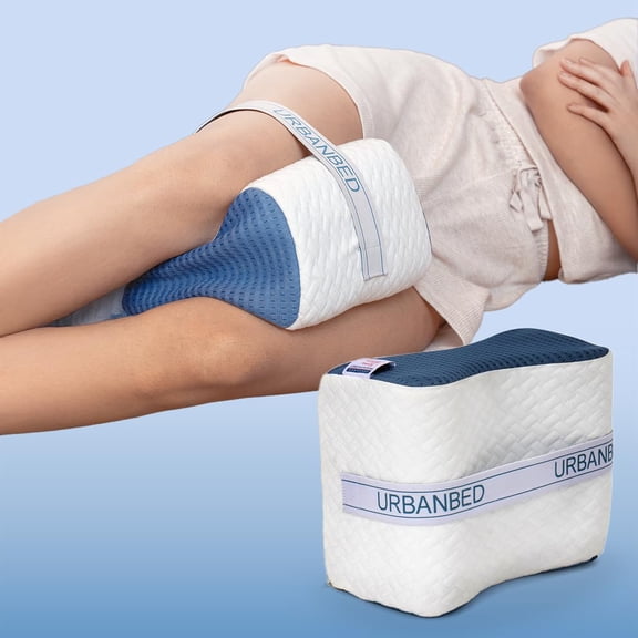 Memory Foam Pillow, Orthopaedic Knee Pillow, Standard Size - 10 X 8 X 6 Inches | Removable White Cover, For Relief From Back Pain, Leg, Hip & Joint Pain, Pregnancy & Sciatica - Pack Of 1