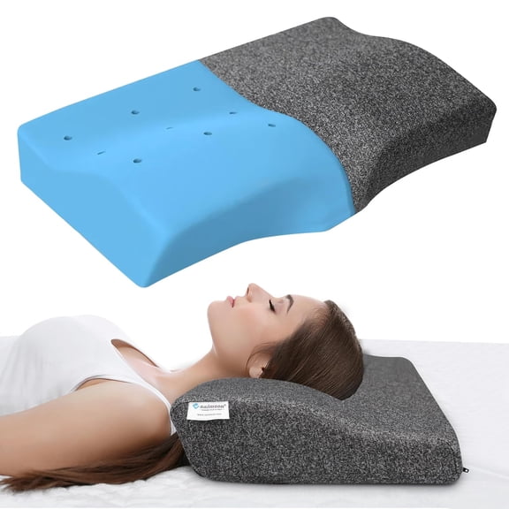 Memory Foam Pillow, Orthopedic Pillow For Neck & Shoulder Pain Relief, Grey - 12 X 20 Inch | Cervical Pillow For Neck Pain & Spinal Alignment, Lightweight, Removable Cover - Pack Of 1