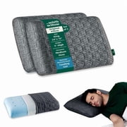 Memory Foam Pillow, Orthopedic Thick Pillow, Cervical Pillow, Grey - Standard Size - 5 Inch | Cool Gel Pillow For Neck & Shoulder Pain - Pillow For Back, Side & Stomach Sleepers - Set Of 2