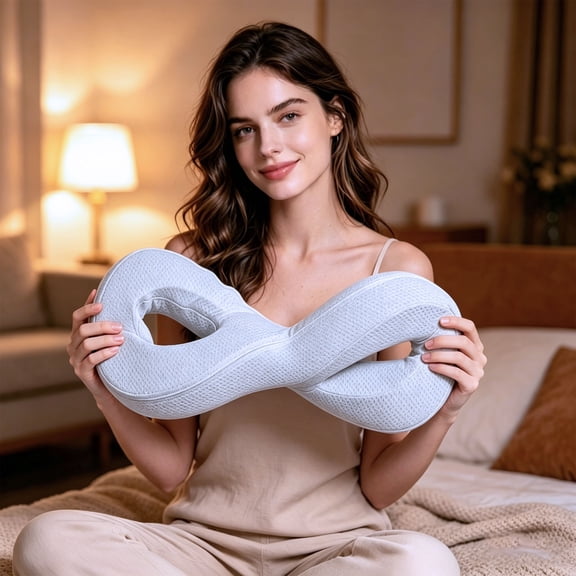 Memory Foam Pillow for Side Sleepers, Ear Hole Design Relieves Ear Pressure, Cervical Neck Support, Hollow Center Prevents Face Creases, Breathable Washable Cover for Comfortable Rest Gray