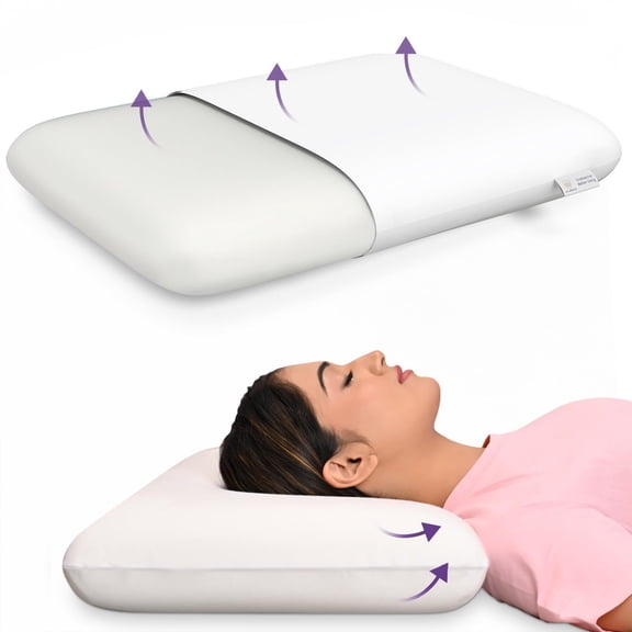 Memory Foam Pillow For Sleeping, Orthopedic Bed Pillow, Standard Size - 4 Inch | Thick Pillow, Without Cover, For Neck & Shoulder Pain Relief | Cooling Adjustable, Compressible - Pack Of 1