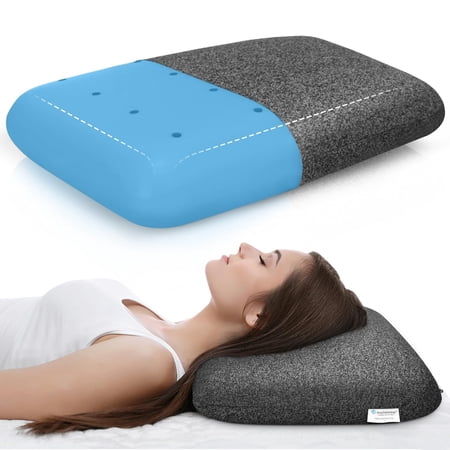 Memory Foam Pillow For Sleeping, Orthopedic Pillow, Grey - 14 X 22 Inches | Pillow For Neck Pain & Shoulder Pain Relief | For Back, Side & Stomach Sleepers, Washable Cover - Pack Of 1
