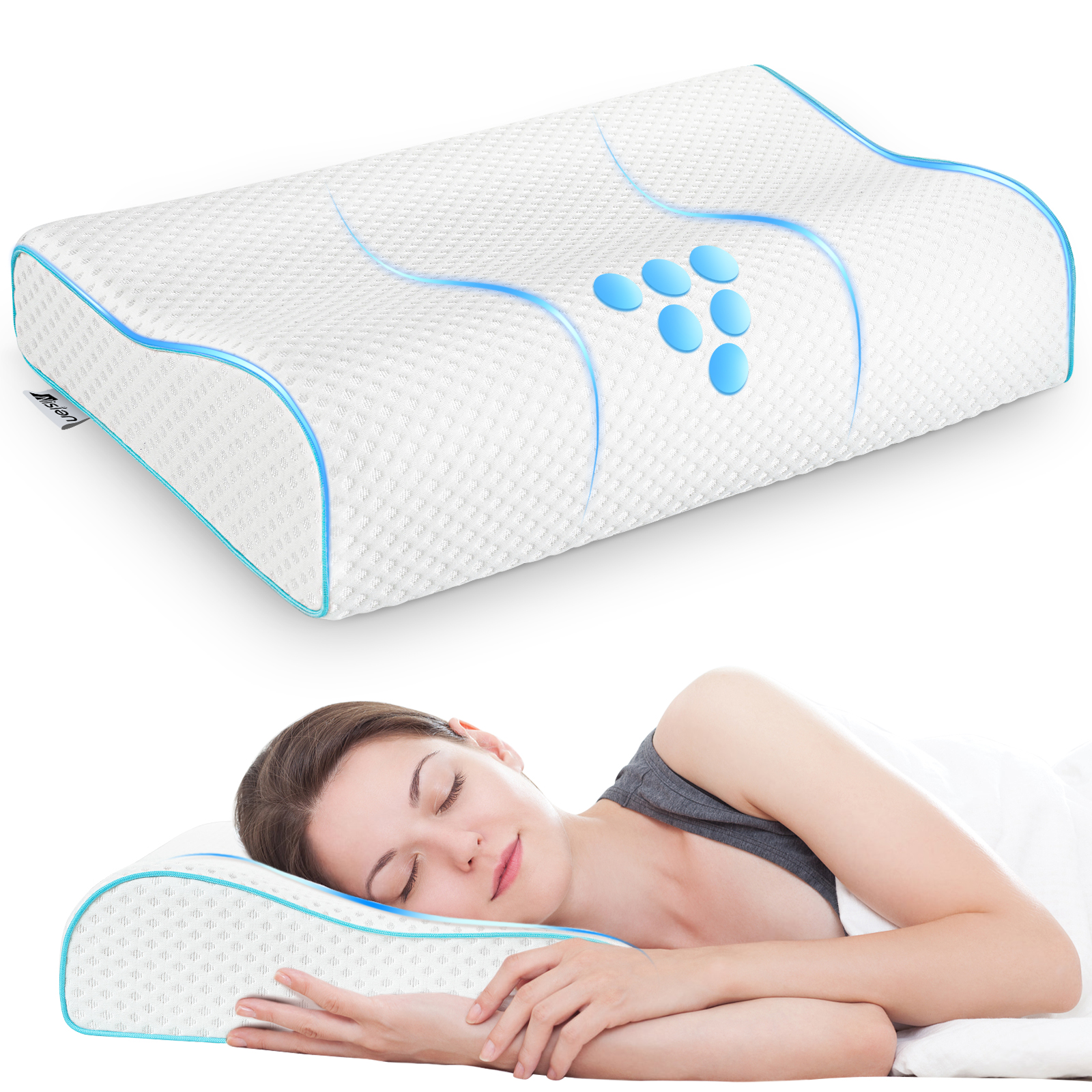 Better Sleep Pillow Gel PolyFiber Pillow Patented ArmTunnel Design