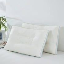 Memory Foam Pillows, Cervical Neck Side Sleeper Pillow, Bed Contour Pillow for Sleeping, Ergonomic Orthopedic Pillow for Back Stomach Sleeper, Queen,Blue