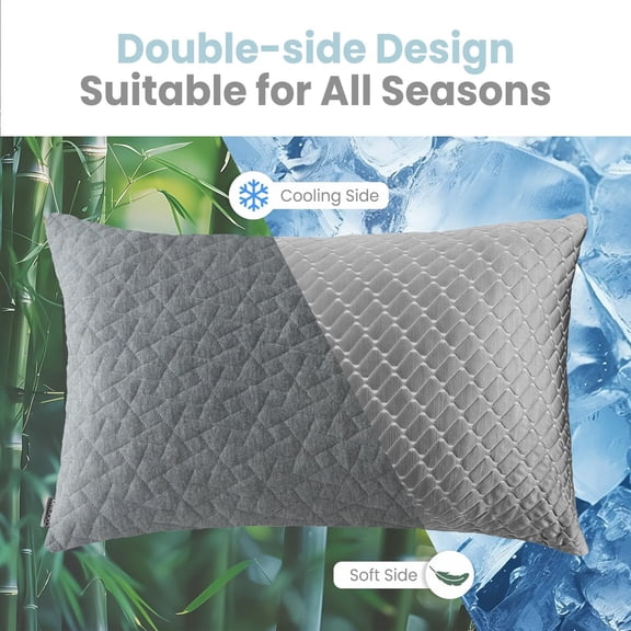 Memory Foam Pillows King Size Set of 2, Shredded Memory Foam Pillows, Cooling Pillow for Sleeping, Adjustable Bed Pillows for Side, Back and Stomach Sleepers