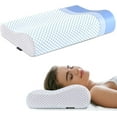 thumbnail image 1 of Memory Foam Pillows Neck Pillow for Pain Relief, Ergonomic Cervical Pillow Neck Shoulder Support Bed Pillow for Side Back Stomach Sleeper, Orthopedic Contour Pillow for Sleeping(Blue&White), 1 of 11