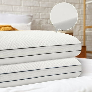 JUSTLET Memory Foam Pillows Set of 2，Cooling Pillows for Back，Side，Stomach Sleepers，Removable and Washable Cover，Neck & Shoulder Support，King Size