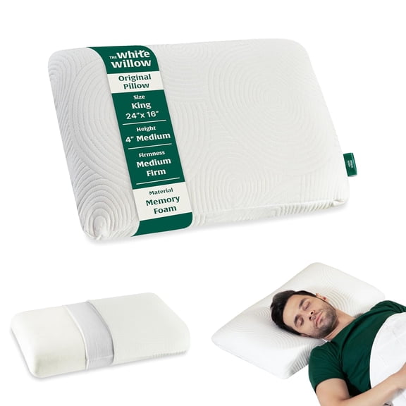 Memory Foam Queen Size, Neck & Back Support Sleeping Bed Pillow, Off White | Versatile & Multipurpose Pillows - 24" L X 16" W X 4" H Inches | Side, Back, Stomach Sleeping - 1 Pillow