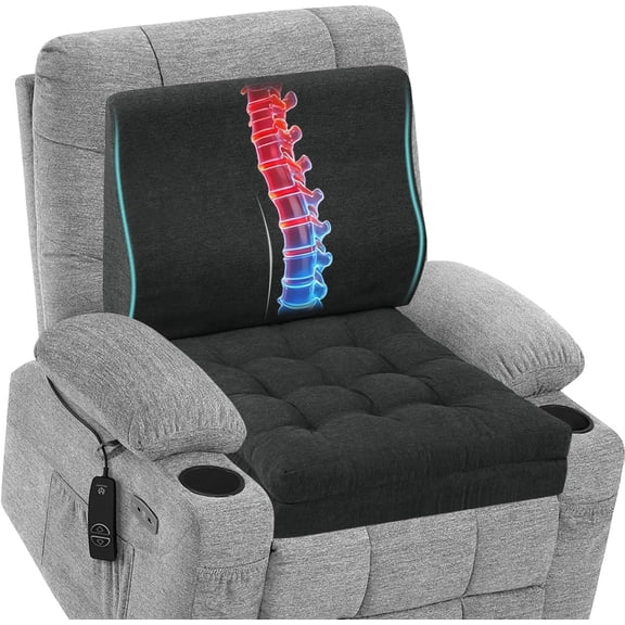 Memory Foam Recliner Cushions with Lumbar Support Pillow Set for Elderly, 20x20x5 Inch Dual-Layer Design Non-Slip Recliner Seat Cushion & Back Support Pillow for Reduce Hip & Lumbar Pain, Black