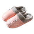 thumbnail image 1 of Memory Foam Scuff Slippers for Women Plush Warm Fashion Stitching Leather Waterproof Indoor Winter Home Shoes Non Slip Slip on Slides Pink 10, 1 of 5