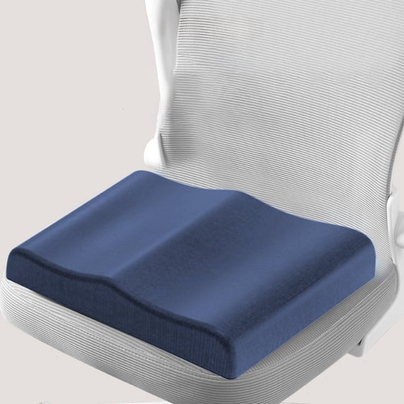 Memory Foam Seat Cushion - 13.4"×9.4"×2" Non-Sliping Office Chair Pad with Straps - Support for Tailbone Pain Relief, Desk & Car Seat