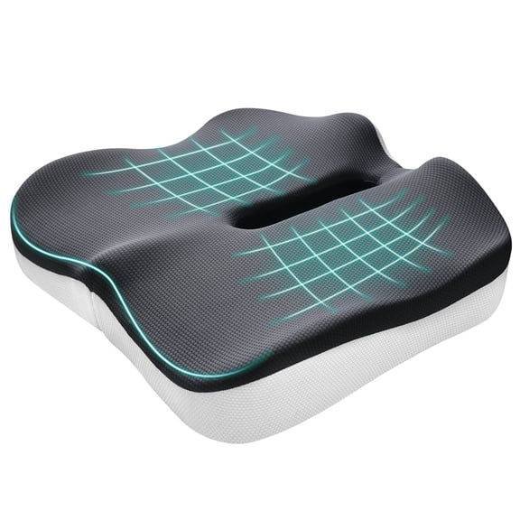 Memory Foam Seat Cushion - Ergonomic Office Chair Cushion with Anti-Slip Base for Sciatica, Tailbone & Hip Pain Relief, Breathable and Ideal for Office, Car, Gaming Chairs and Wheelchairs
