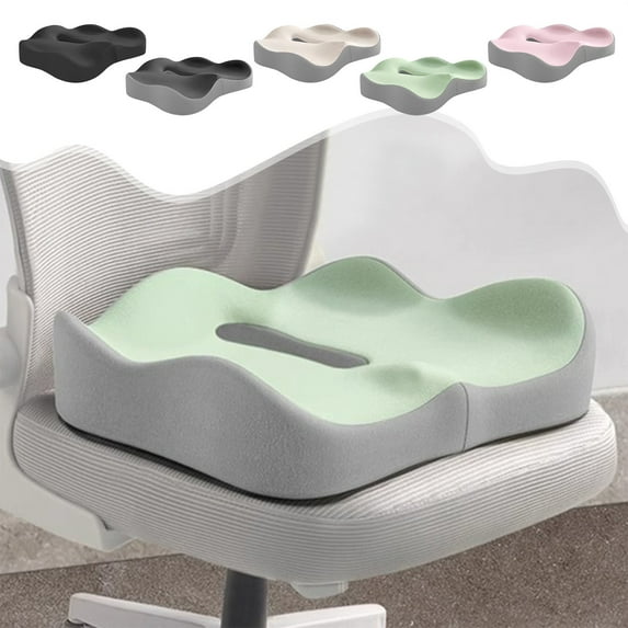 Memory Foam Seat Cushion for Office Chair | Ergonomic Coccyx Support Pillow | Non-Slip Bottom | Breathable Washable Cover | 15.75x13.78x2.76in | Home Car Wheelchair Use