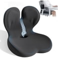thumbnail image 1 of Memory Foam Seat Cushion,Orthopedic Ergonomic Seat Cushions for Tailbone,Sciatica, and Back Pressure Relief,L-Shaped Design & Adjustable Strap,Lumbar Support Pillow for Office,Car,Desk Chair, 1 of 10