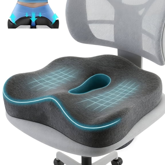 Memory Foam Seat Cushion - Sciatica/Tailbone/Lower Back Pain Relief - Orthopedic Design for Coccyx/Osteoarthritis/Prostate Health - Dark Gray