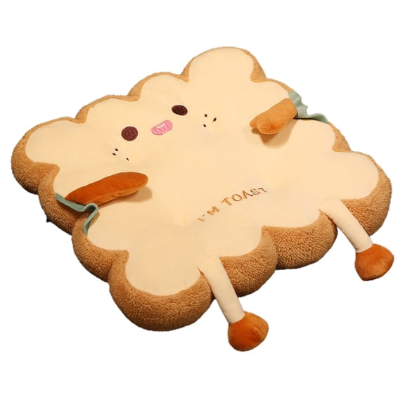 Memory Foam Seat Cushion White Toast Grin - Breathable Supportive Pad for Floor Sofa Office Chair Car Student