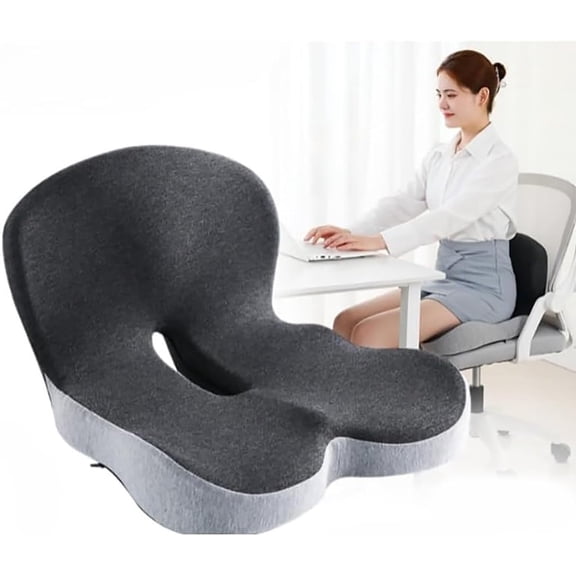 Memory Foam Seat Cushion for Sciatica & Tailbone Pain, Non-Slip Office Chair Pad