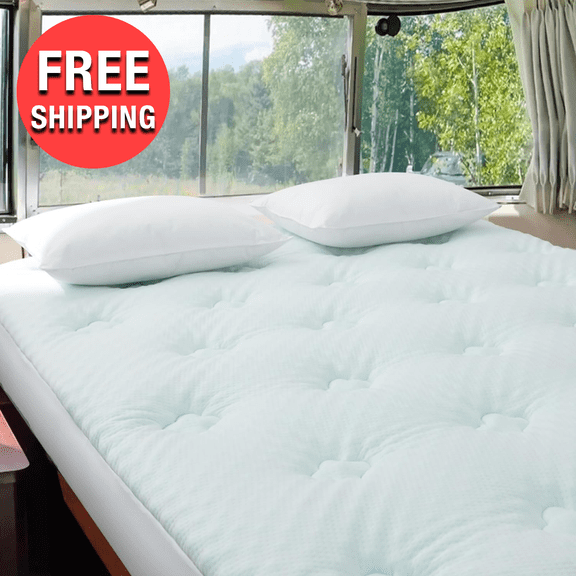 Memory Foam Short Queen Mattress Topper RV Queen Mattress 60" x 75" Pad Cover