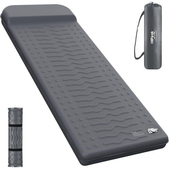 Memory Foam Sleeping Pad 3 Inch Thick with Pillow 9.5 R-Value Insulated Inflatable Mattress for Camping Backpacking Hiking Car Tent Gray Single