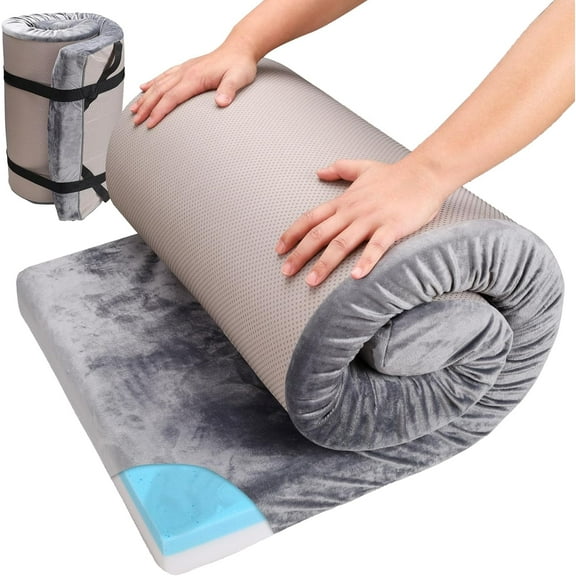 Memory Foam Sleeping Pad Camping Mattress,3 Inch Thick Portable Floor Mat for Adult Waterproof Sleeping Mat Roll Up Floor Mattress Foldable Backpacking Travel Bed for Hiking,Guest Bed