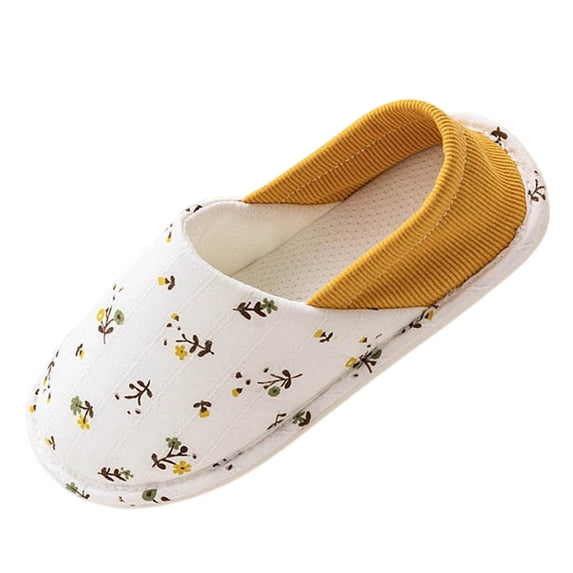 Memory Foam Slipper Flats for Women Winter Warm Thin Soft Confinement Shoes Soft Sole Maternity House Slippers Comfort Lightweight White 7-7.5