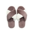 thumbnail image 1 of Memory Foam Slipper for Women Cozy Anti-Skid Plush Gray White Cross Foam Slipper Open Toe Fuzzy Fluffy House Slippers Slides for Indoor Outdoor, 1 of 8