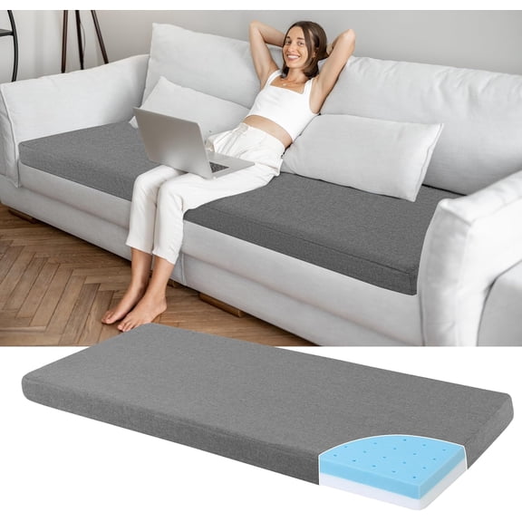 Memory Foam Sofa Topper Pad, Couch Topper Cushion with Washable Cover for Sofa, Couch Cover Pad with Non Slip Bottom