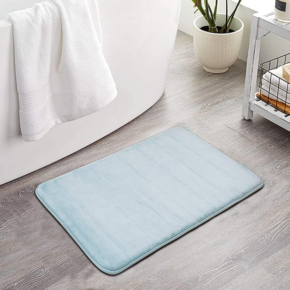 Memory Foam Soft Bath Mats Non Slip Absorbent Bathroom Rugs Rubber Back Runner Mat for Kitchen Bathroom Floors, 17”X 24”