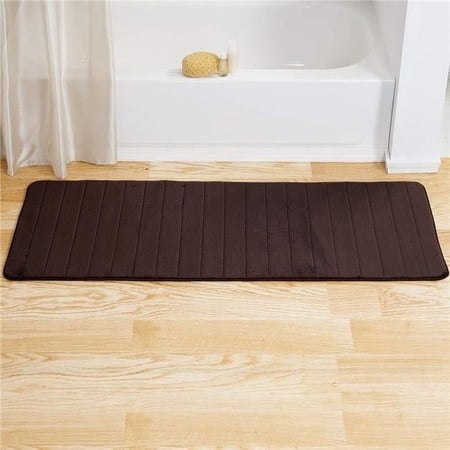 Memory Foam Striped Extra Long Bath Mat, 24 by 60 in. - Chocolate