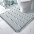 thumbnail image 1 of Memory Foam Toilet Bath Mat U-Shaped, Soft and Comfortable, Super Water Absorption, Non-Slip, Thick, Machine Wash and Easier to Dry for Bathroom Commode Contour Rug, 24 X 24 Inches, Silver, 1 of 6