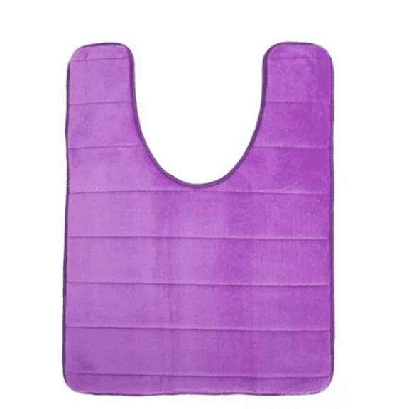 Memory Foam Toilet Bath Mat U-Shaped Toilet Rug, Bath Mat for Toilet Memory Foam U-Shaped Bath Rug, Bathroom Carpet Machine Washable Soft Non-Slip Dry Quickly Water Absorption (1Pc, Purple, 20×24In)