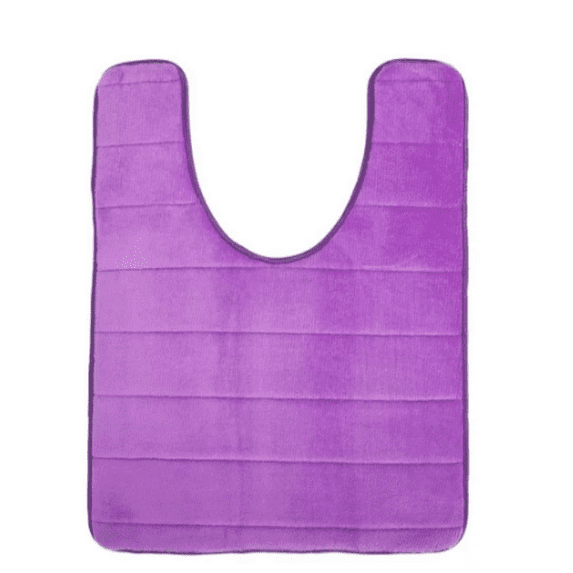 Memory Foam Toilet Bath Mat U-Shaped Toilet Rug, Bath Mat for Toilet Memory Foam U-Shaped Bath Rug, Bathroom Carpet Machine Washable Soft Non-Slip Dry Quickly Water Absorption (1Pc, Purple, 20×24In)