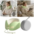 thumbnail image 1 of Memory Foam Travel Neck Pillow Adjustable Drawstring Support Head Rest Breathable Neck Cushion For Airplane Car Office(Green-23Cm), 1 of 7