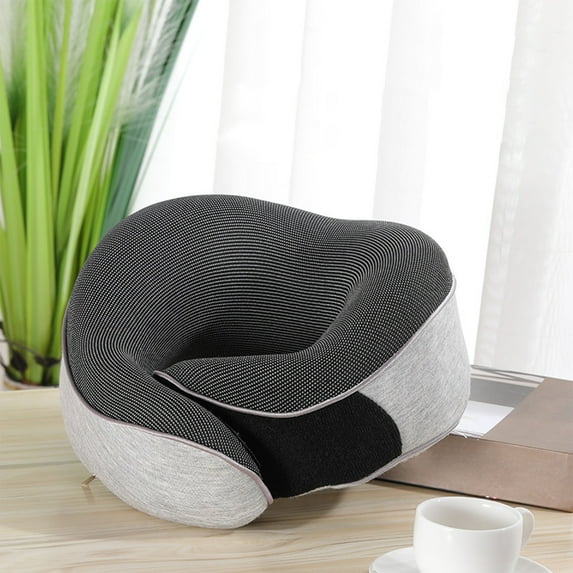 Memory Foam Travel Neck Pillow - Adjustable & Soft Head Support for Airplanes, Cars, Home Recliners - Removable Washable Cover - Gray - 11.02x11.02x5.51 in