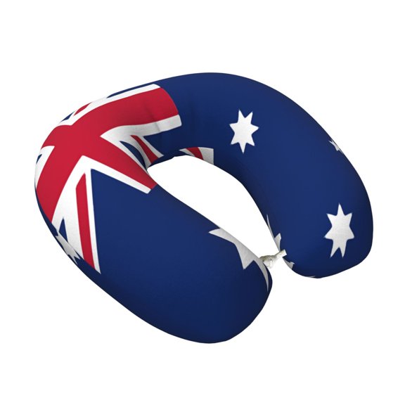 Memory Foam Travel Neck Pillow For Airplane Car Home Portable Soft Plush Removable Washable Cover Neck Support Pillows Australia Flag Australian National Blue Red