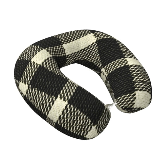 Memory Foam Travel Neck Pillow For Airplane Car Home Portable Soft Plush Removable Washable Cover Neck Support Pillows Olive Houndstooth Buffalo Plaid Tartan Check Scotland_3