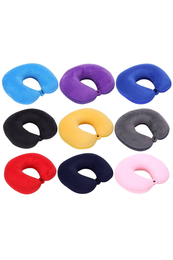 Memory Foam Travel Neck Pillow Airplane Comfortable Neck Support Cushion with Washable Cover for Sleeping on Plane Car Train Red 1Pcs
