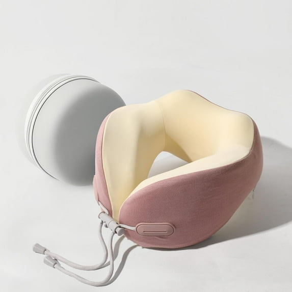 Memory Foam Travel Neck Pillow for Airplanes - Ergonomic U-Shape Cooling Pillow with Adjustable Strap, Portable & Lightweight (175g) for Office, Car, Flight - Includes Carry Case,Blue