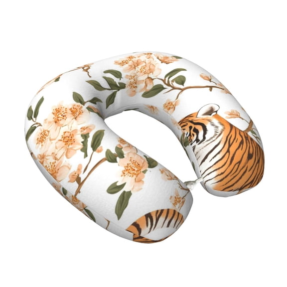 Memory Foam Travel Neck Pillow For Airplane Car Home Portable Soft Plush Removable Washable Cover Neck Support Pillows Aesthetic Tigers