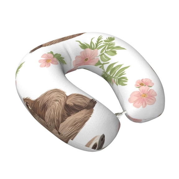 Memory Foam Travel Neck Pillow For Airplane Car Home Portable Soft Plush Removable Washable Cover Neck Support Pillows Beauty Sloth