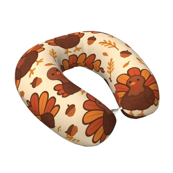 Memory Foam Travel Neck Pillow For Airplane Car Home Portable Soft Plush Removable Washable Cover Neck Support Pillows Colorful Turkey Pattern
