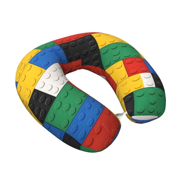 Memory Foam Travel Neck Pillow For Airplane Car Home Portable Soft Plush Removable Washable Cover Neck Support Pillows Flat Color Blocks