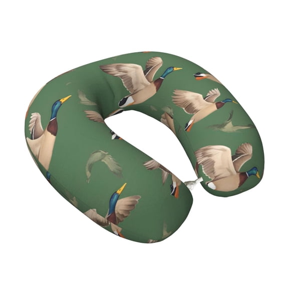 Memory Foam Travel Neck Pillow For Airplane Car Home Portable Soft Plush Removable Washable Cover Neck Support Pillows Flying Mallard Ducks
